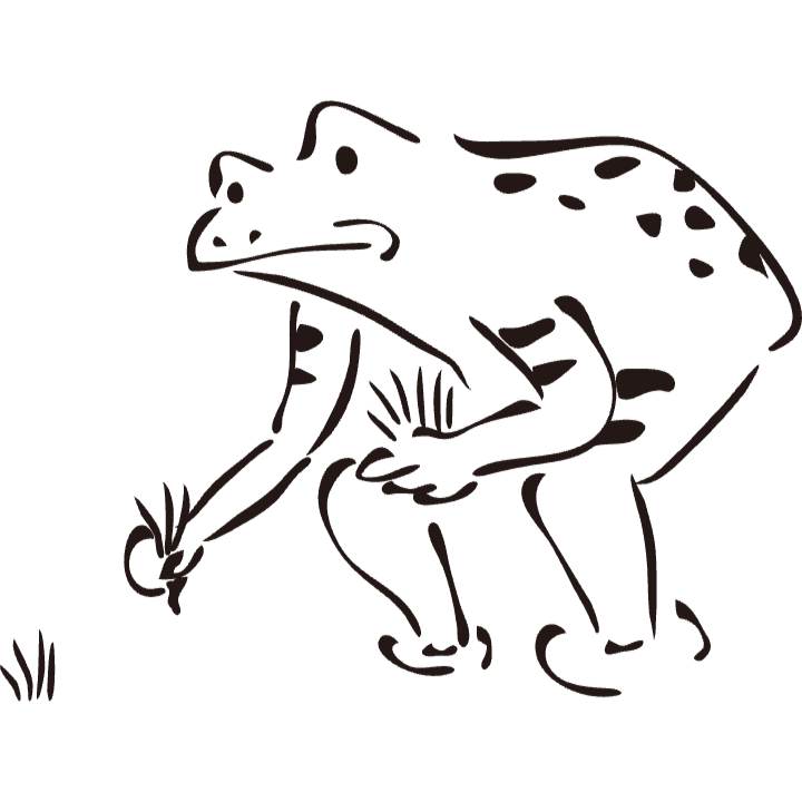 田植えをするカエル